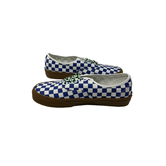 VANS Authentic Shoe Men's Check Sneaker Skate Low Canvas Blue White VN0009PVY6Z - Picture 6 of 10